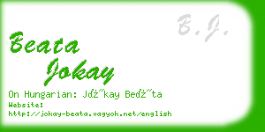 beata jokay business card